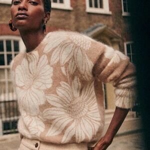 Sezane Julietta Jumper Tan/Ecru Sweater XS